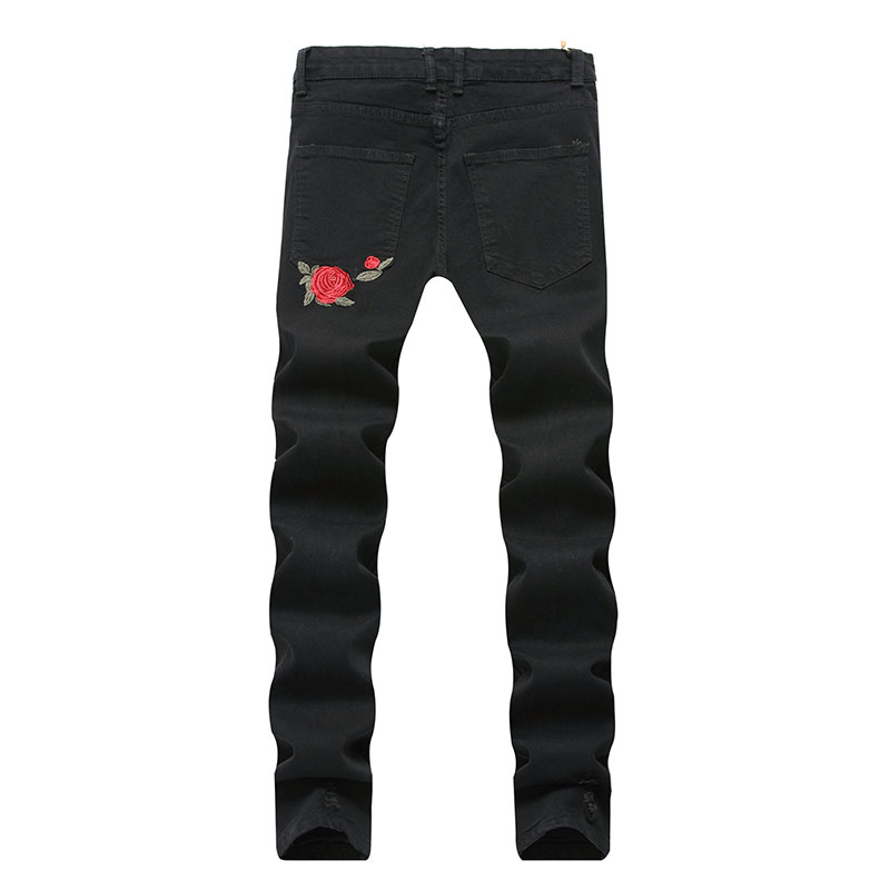 

Mens casual jeans Fashional denim Pants Knees Holes Embroidery pants Pencil Washed high quality, T-1823