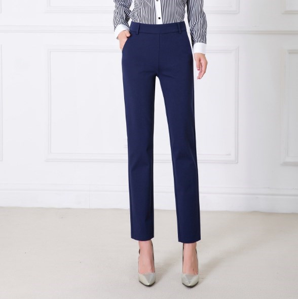 

Plus Size Trousers Women Spring Summer Suit Pants Casual Formal Straight Pants Women Office Solid Full Length Trousers, Black