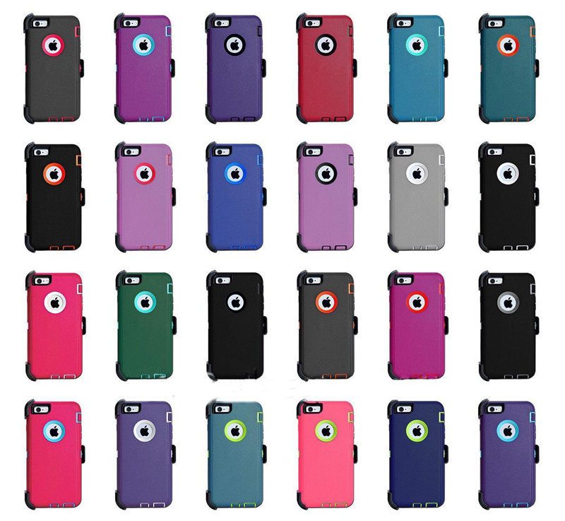 

Heavy Duty Military Grade Robot Defender Phone Cases For 11 Pro Max 12Pro 13 Xr Xs 6 7 8 Plus Samsung S20 S21+ Note20 Ultra 3-In-1 Shockproof Waterproof Cover, Remark color num.(cases+clip)