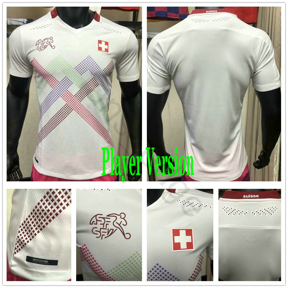 

Player Version 2020 2021 Switzerland Soccer Jersey SEFEROVIC SHAQIRI EMBOLO BEHRAMI FREULER Customize 20 21 Suisse White Football Shirt, Black;yellow