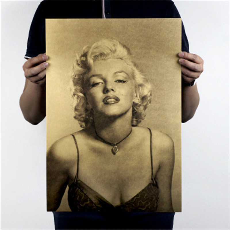 

Vintage Classic Marilyn Monroe Poster Cafe Bar Home Decor Painting Retro Kraft Paper Wall Sticker Wallpaper 51.5X36cm