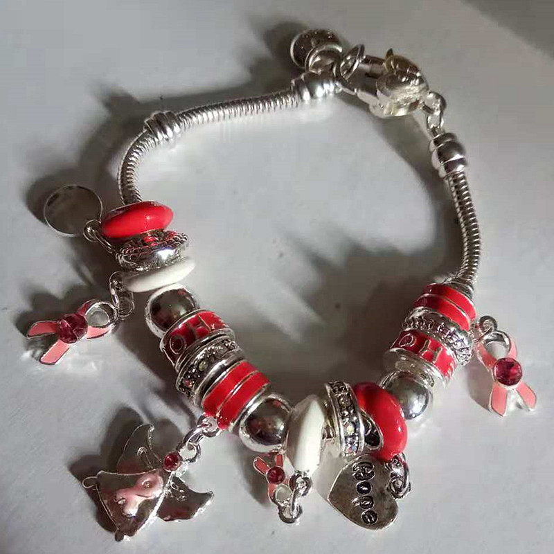 

Wholesale- Pink line pendant European Charm Beads Fits Pandora style Charm bracelets