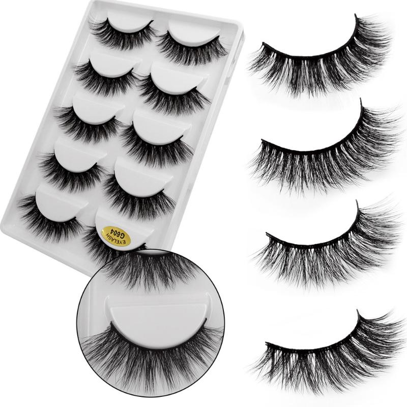 

5Pairs 3D Mink Hair False Eyelashes Natural/Thick Long Eye Lashes Wispy Makeup Beauty Extension Tools Fake Makeup Extension