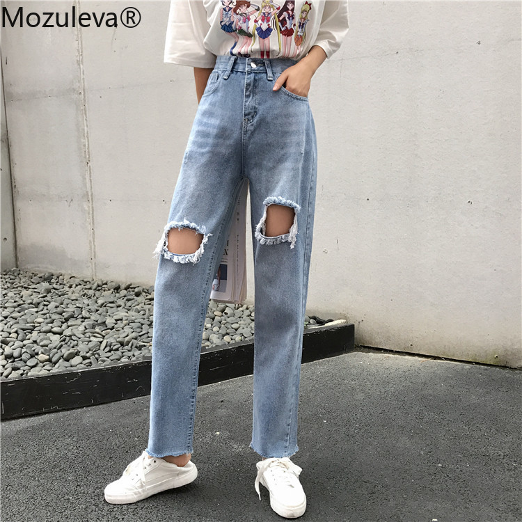 

Mozuleva Sexy High Waist Tassel Ripped Holes Denim Pants Women Skinny Pants Blue Jeans Female Trousers Pencil Jeans 2020 New