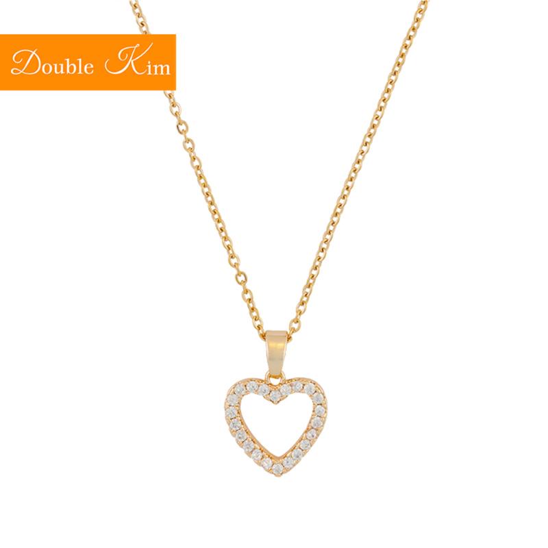 

Love Heart Zircon Pendant Necklace Titanium Stainless Steel Gold Chain Necklace Inlaid Zircon Fashion Trendy Women Jewelry Gift