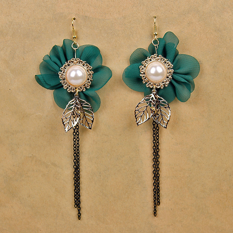 

2020 Japan And South Korea Fashion Earrings Fashion Gold Tassel Long Cloth Women Earrings Noble Jewelry Wholesale