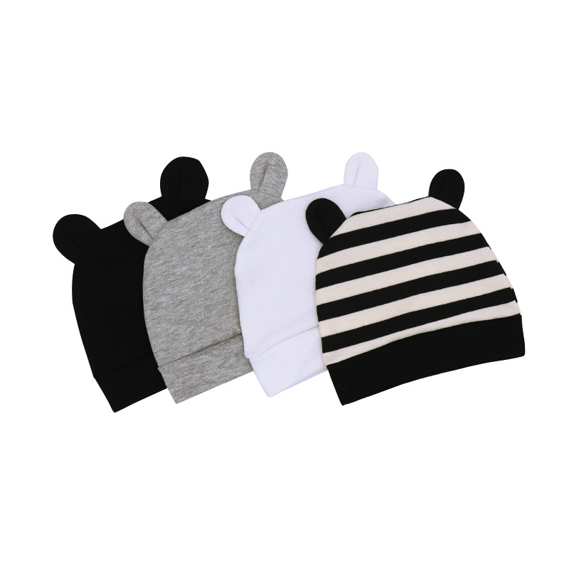 

Newborn Baby Hat Single Layer Bear Ear Hat For Newborn Solid Color Unisex Infant Cap Autumn Winter Baby Caps 0-3 Months, Burgundy