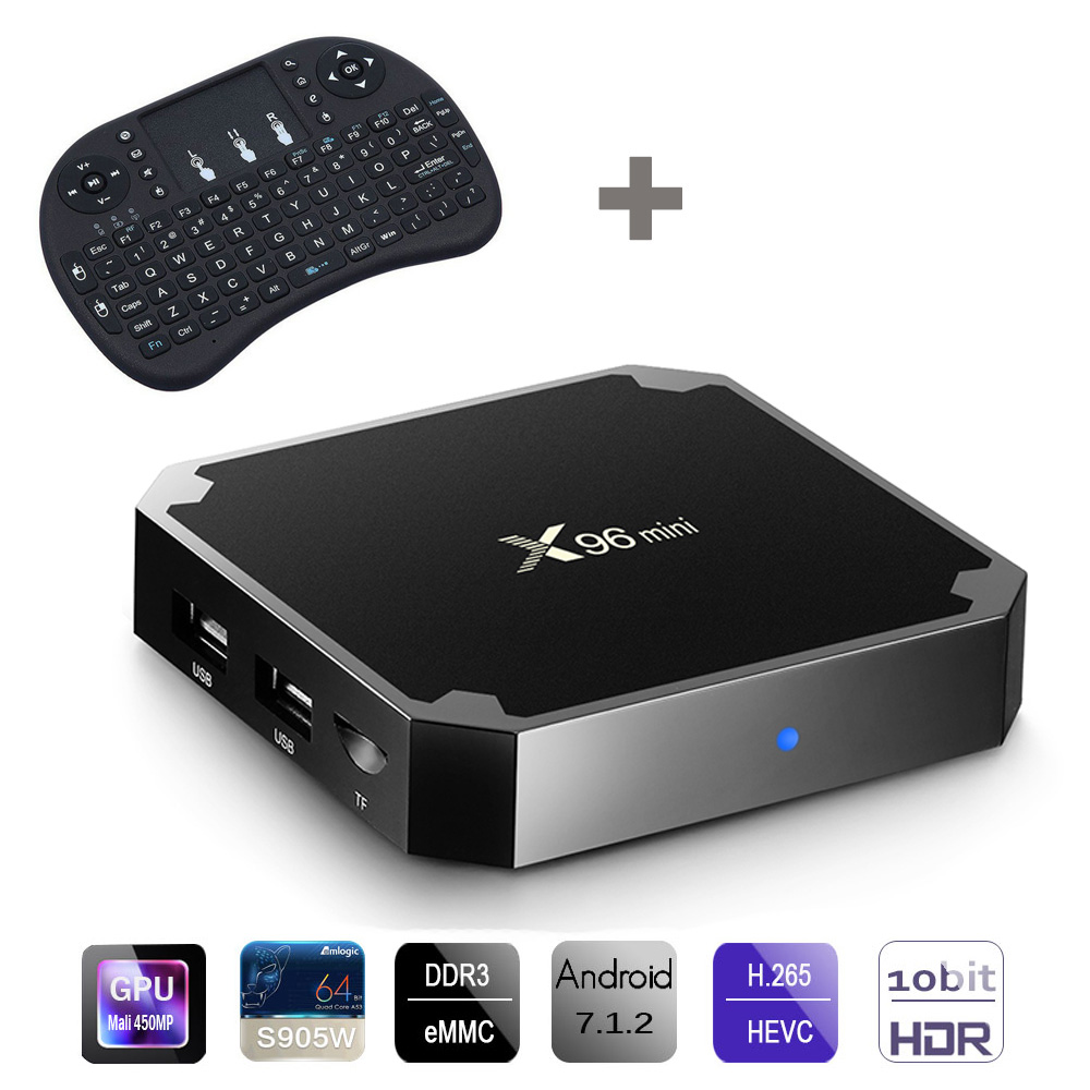 

X96 mini with i8 mini keyboard Amlogic S905W Quad Core android 7.1 tv box 1GB+8GB 2GB+16GB WIFI 4k smart Media Player