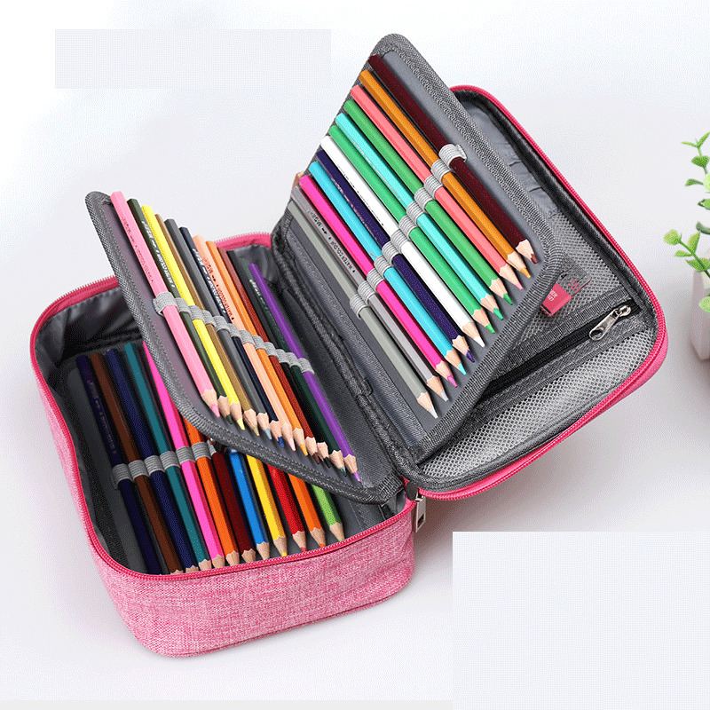 

Large Capacity 72 Holders 4 Layer Kawaii Canvas Colored Pencil Bags Portable Watercolor Wrap Pencil Case Supplies Art Students