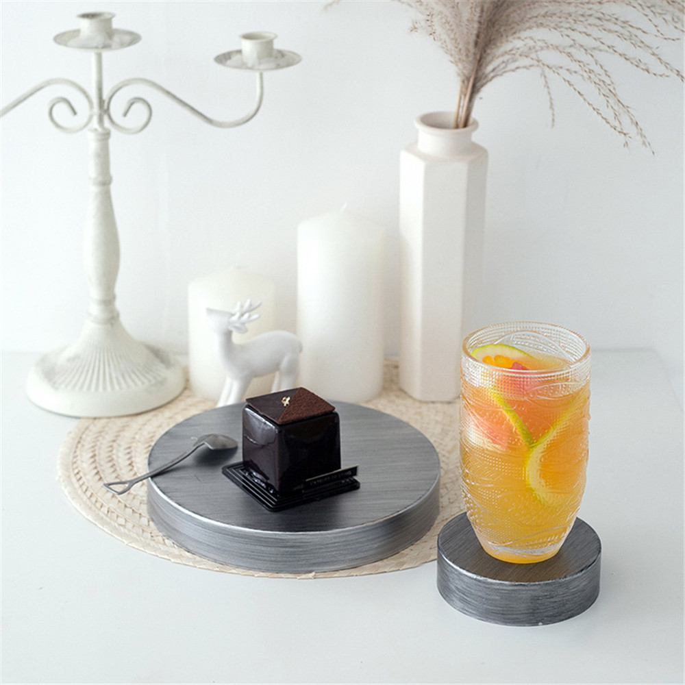 

Retro Silver Round Storage Tray Scandinavian Jewelry Ring Display Tray Chic Table Fruit Cupcake Metal Organizer Plate