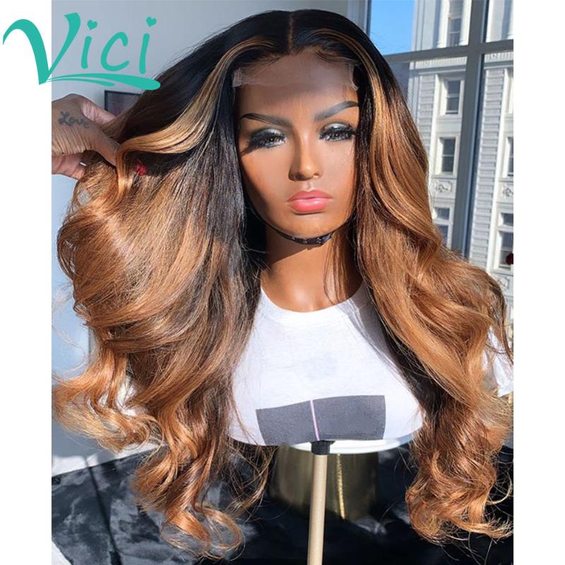

Highlight Wig 13x6 Lace Front Human Hair Wigs With Baby Hair 1B/30 Honey Blonde Lace Front Wigs 150 Density Human For Women, As pic
