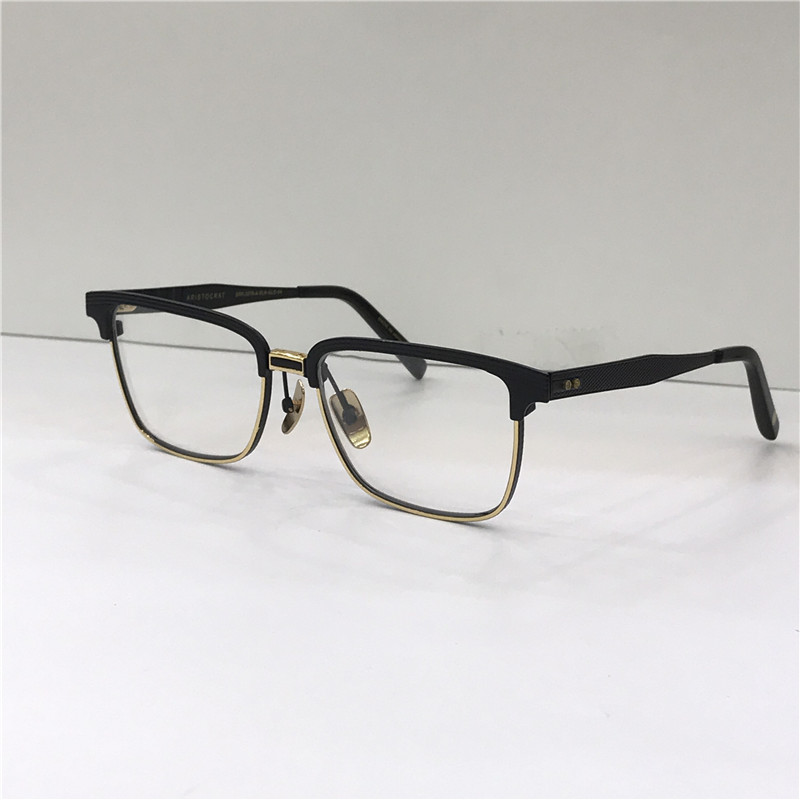 fashion designer new men optical glasses 2076 retro k gold square halfframe vintage simple style transparent glasses top quality clear lens