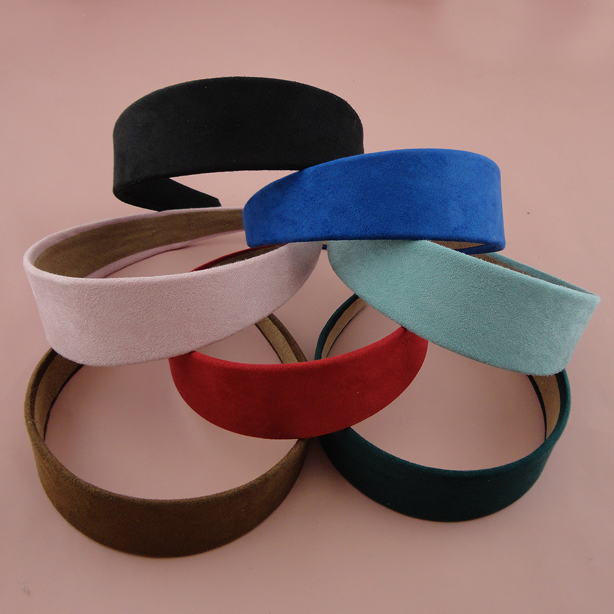 10PCS 3.8cm 1.5&quot; Matte Suede Velvet Covered Plain Plastic wide Hair Headbands for womens wide fuzzy hairbands for women,girls-image-453589379