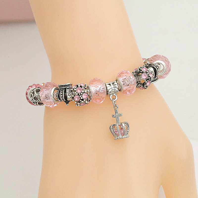 

Wholesale- charm bead Crown crystal silver plated bracelet Suitable for Pandora style DIY beads bracelet jewelry