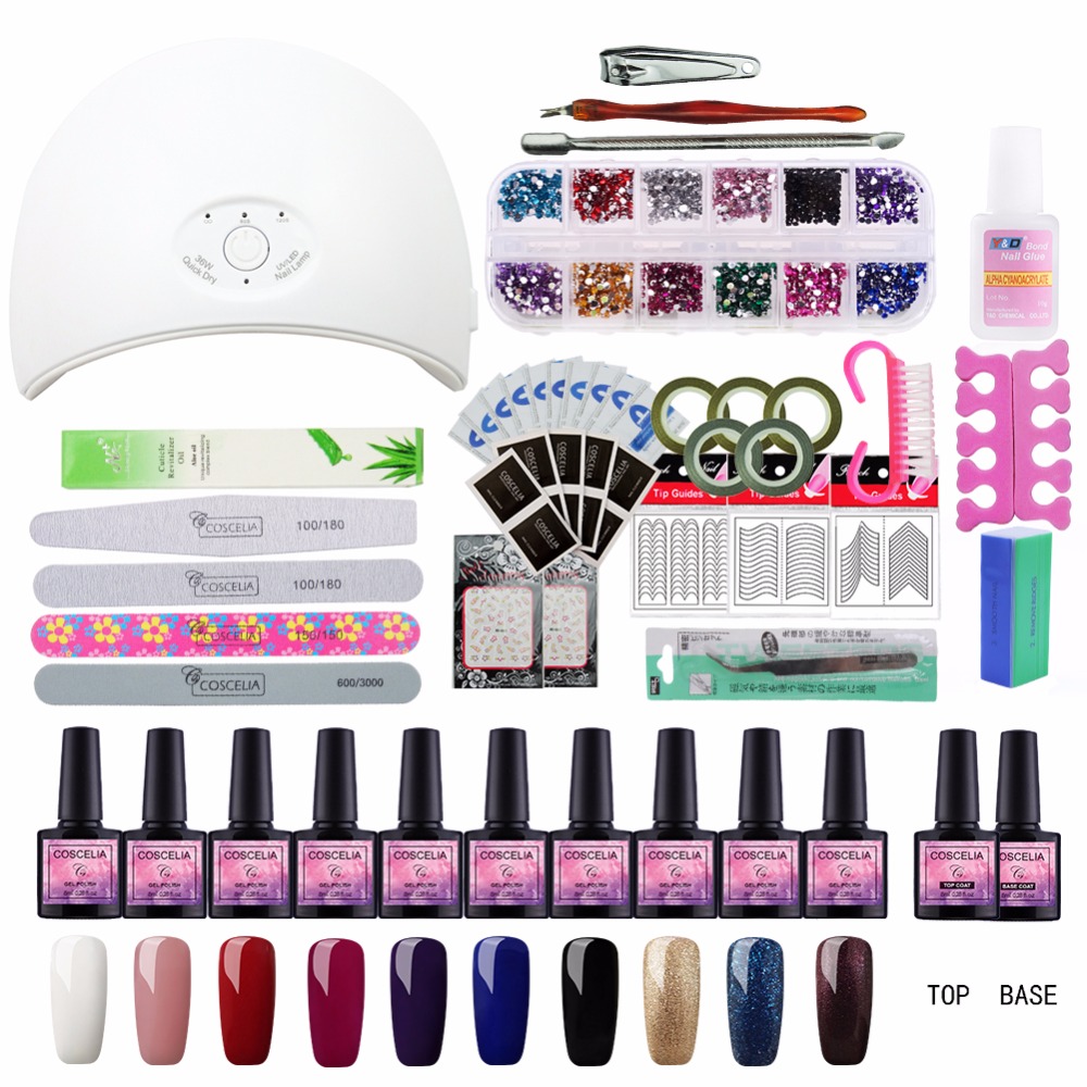 

Full Manicure Set With Lamp Nail Kit 24W/36W UV LED Lamp Nail Art Sets 8ml UV Gel Polish Tools Manicure