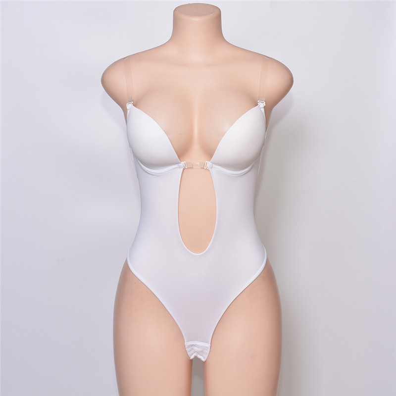 

underwire gathers bra u-shaped backless invisible bra wedding gown seamless body underwear hot style wedding shaper, White