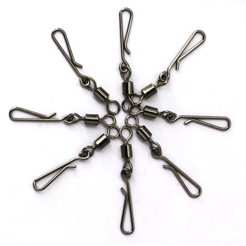 

50pcs Fishing Swivels Rolling Swivel Interlock Snap Size Hook Lure Connector Terminal Tackle Swivel Fishing 2#-39mm-21kg