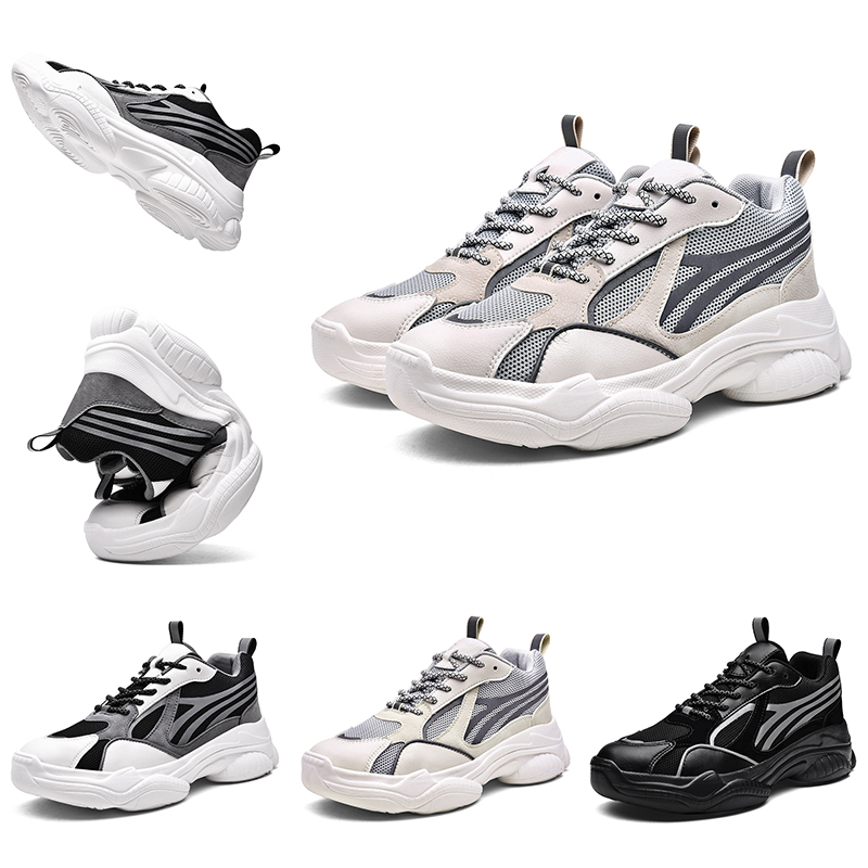 

Leather women mens running shoes 3M Reflective Triple Black White Grey sports trainers designer sneakers Homemade brand Made in China, A1