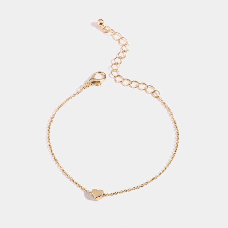 

Simple Lovely Heart-shaped Women's Golden Bracelet Light Delicate Fashion Anniversary Birthday Present Party Jewelry