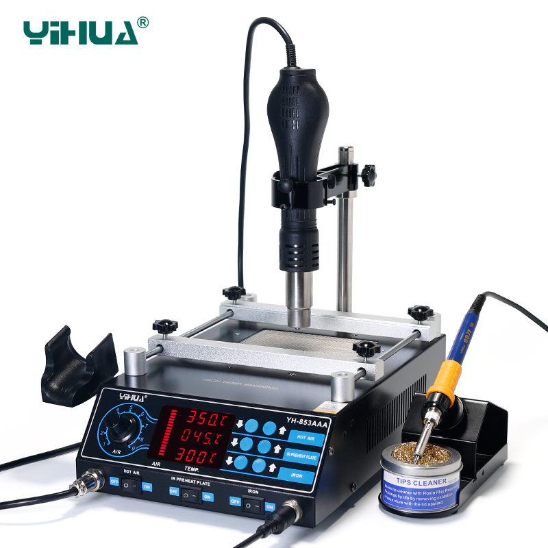 

YIHUA 853AAA Hot Air Soldering Station With Adjustable Hot Air Bracket BGA Rework Station IR Repair Free shipping
