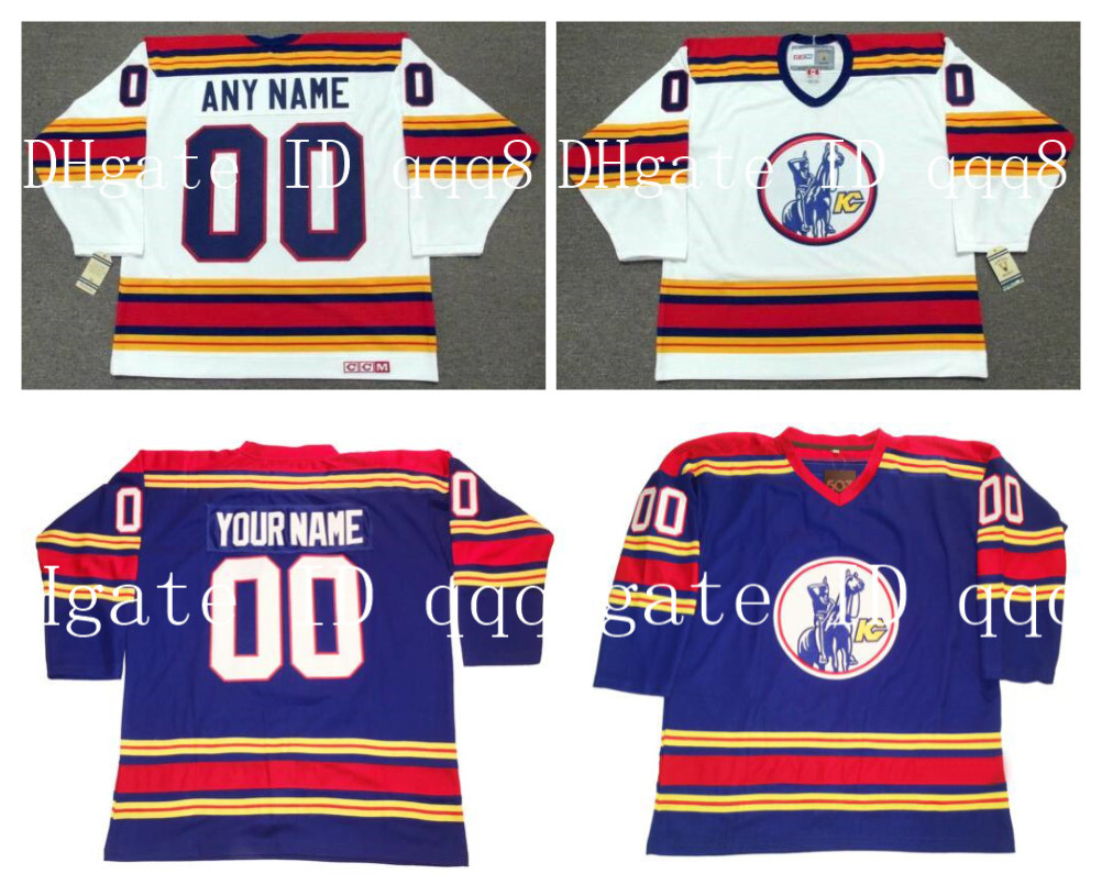 

Custom VINTAGE KANSAS CITY SCOUTS Jerseys NEW ENGLAND WHALERS Personalization Ice Hockey Jerseys Stitched Any Name Number Size S-XXXXL, White