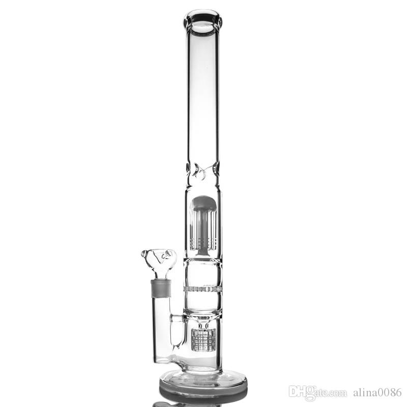 

18" tall water pipe hot selling glass hookahs bong 5mm thickness for smoking bongs 8 arms honeycomb