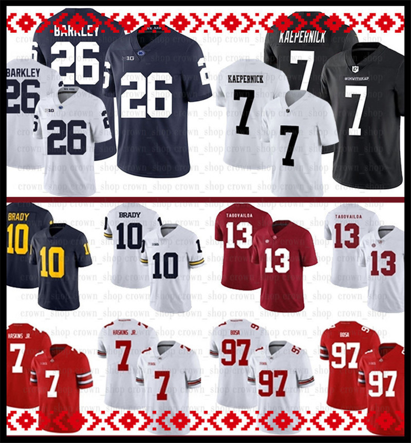 

13 Tua Tagovailoa NCAA 7 Dwayne Haskins Jr Alabama Crimson Tide Jersey Nick Bosa Michigan Tom Brady Ohio State Buckeyes Football Jerseys42, Ncaa-(laohu)