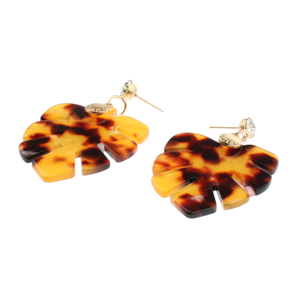 

Leaf Drop Dangle Earrings Acrylic Tortoise Shell Statement Earrings Bohemian Style Dangler for Women Girls