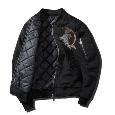 

Designer Men Jackets Embroidery Coat Men Sukajan Yokosuka Souvenir Jacket Fashion Youth Bomber Jackets Streetwear Baseball Uniform, Black