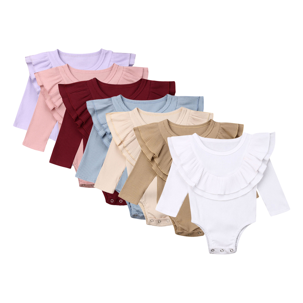 Newborn Baby Girl Long Sleeve Cotton Romper Bodysuit Jumpsuit Outfits Clothes-image-484514546