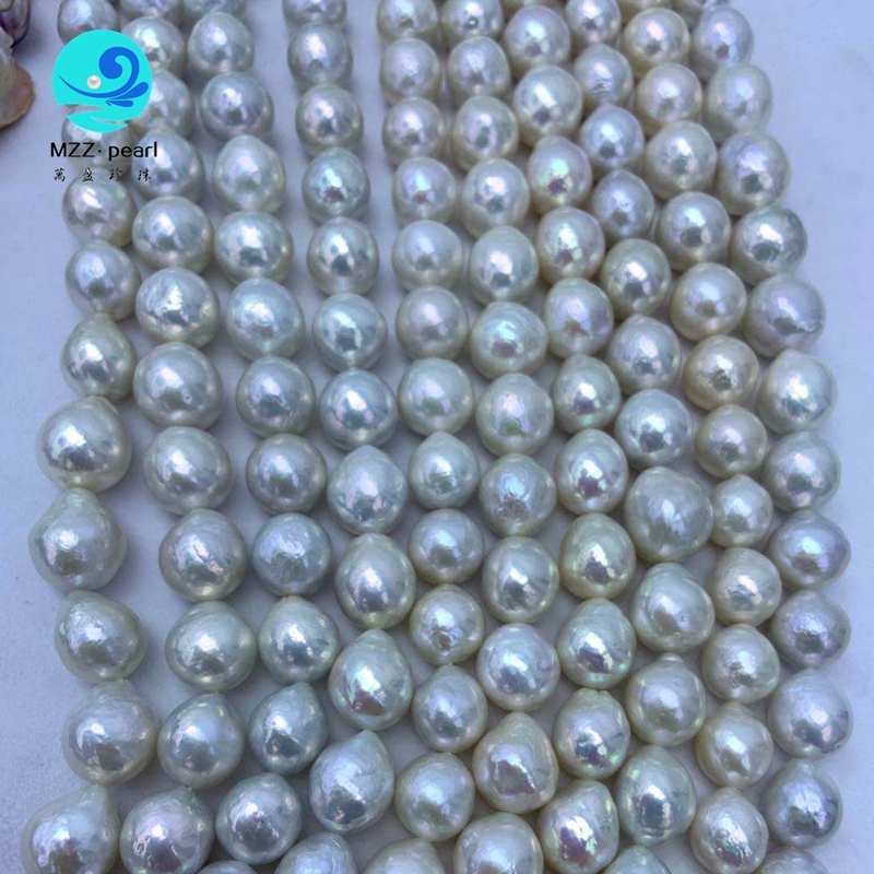 

very high luster large metallic drop shaped edison freshwater pearl beaded strands for wholesale, Silver