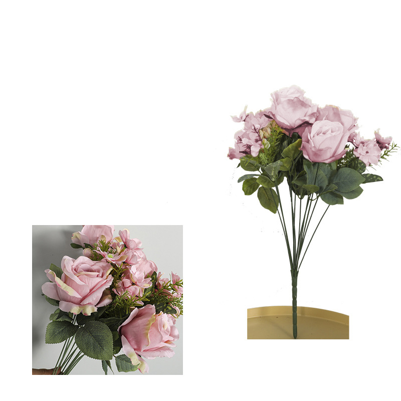 

12HEADS ARTIFICIAL SILK FLOWERS ROSE BUNCH Wedding Home Grave Outdoor Bouquet, Red