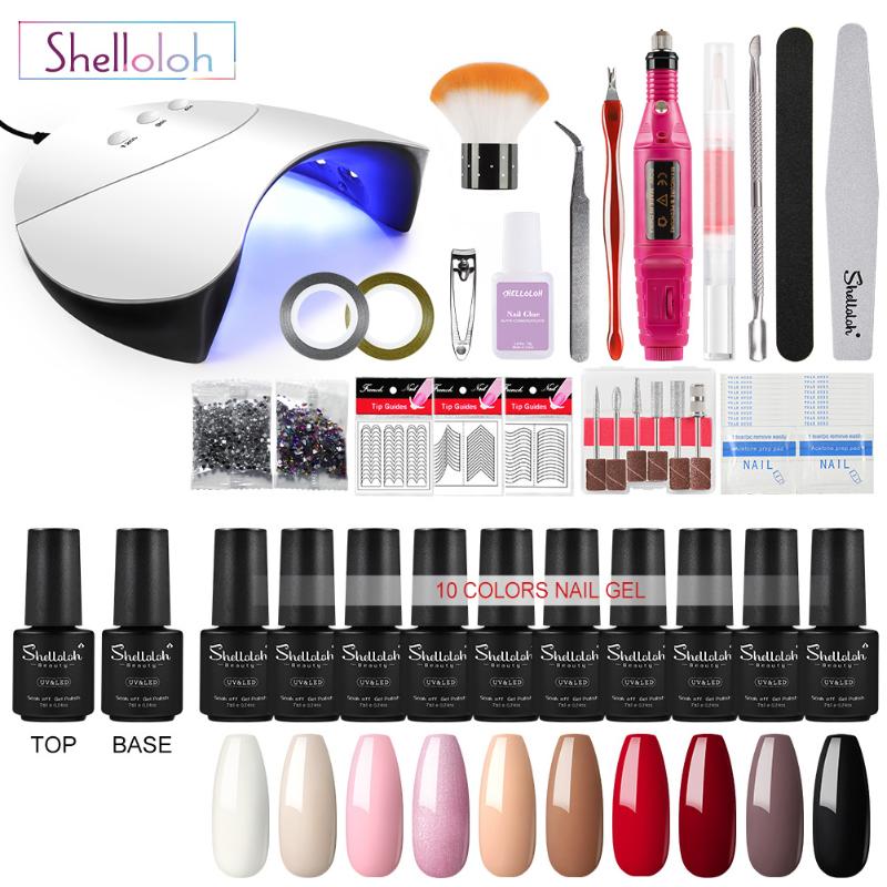 

Shelloloh All For Manicure Set Gel Nail Polish For Nail Art Accessories UV LED Lamp Dryer Drill Manicure Machine Set Kit