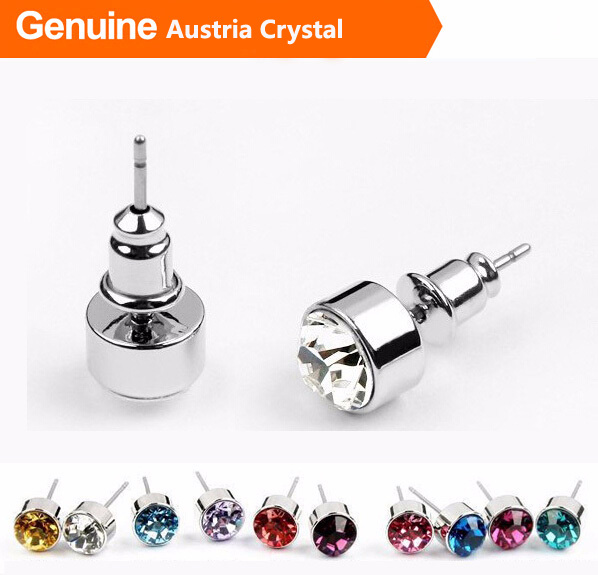 

Wholesale 3pairs/Lot Men/Women Cool Stud Earrings Round Cute Austria Crystal 18K Platinum Plated Screw back Piercing Earrings Jewelry