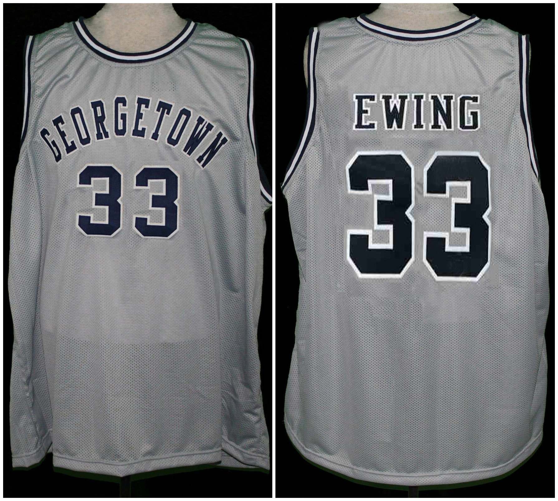 

Basketball Jersey Georgetown Hoyas College #33 Patrick Ewing throwback jersey Grey Mens Stitched Custom made size S-5XL, Black