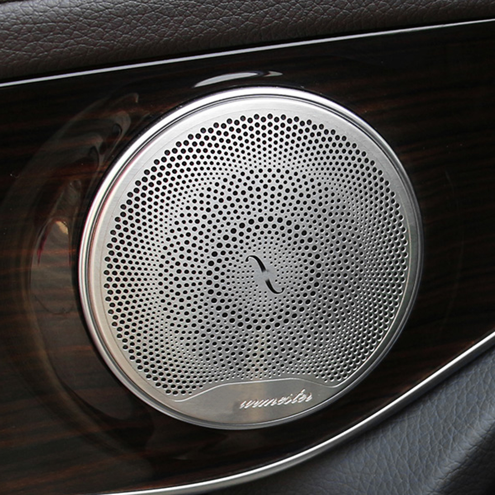 

For Mercedes-Benz E C Class W213 W205 GLC X253 C253 260 200 Car Door Loudspeaker Sound Chrome Pad Speaker Cover Trim Frame Sticker