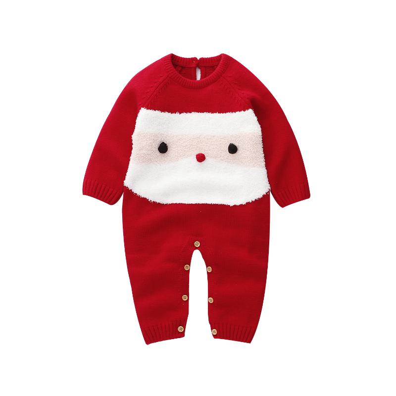 

Newborn Baby Girl Boy Wool Knitting Christmas Romper Jumpsuit Warm Outfits Xmas Clothes, As pic