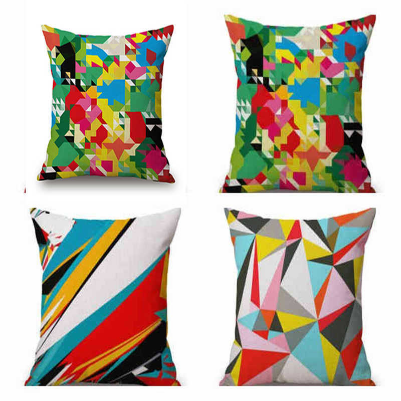 

Geometric Vintage Cotton Linen Pillow Case Throw Cushion Case Home Soft Room Gifts Single Sides Printing