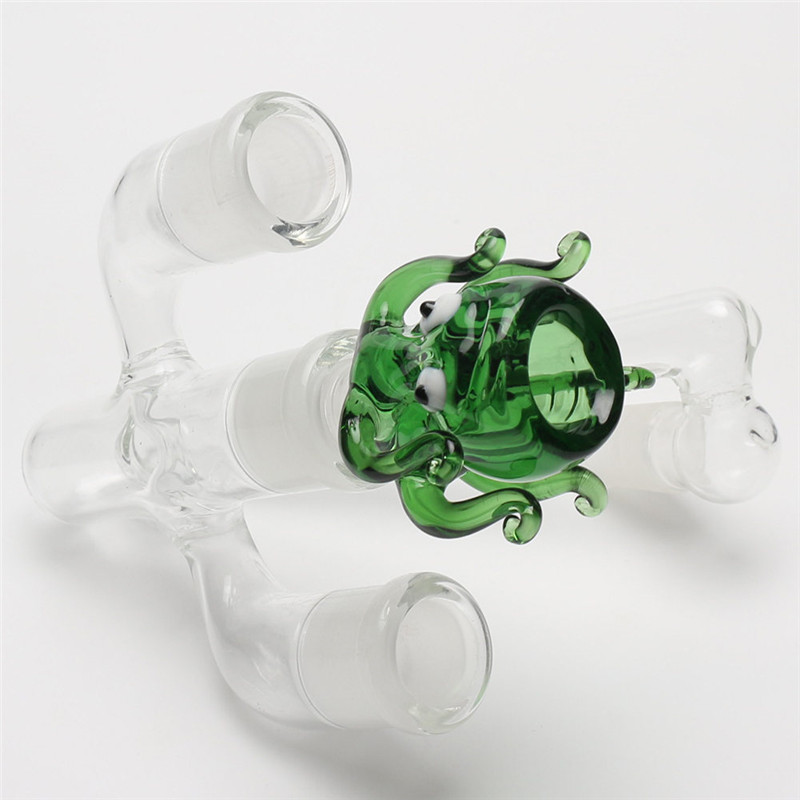 

4.5 inches 8 Sprinkler percolator 18mm Ash catcher 90 degree 18.8mm femal adapter with green octopus bowl bong for glass waterpipe