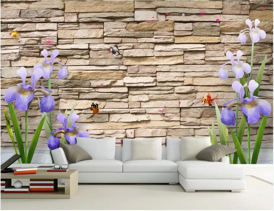 

Wall stickers custom photo mural 3D brick wall lavender stereo TV background Art pictures home decor wall art 3d stickers, Non-woven wallpaper
