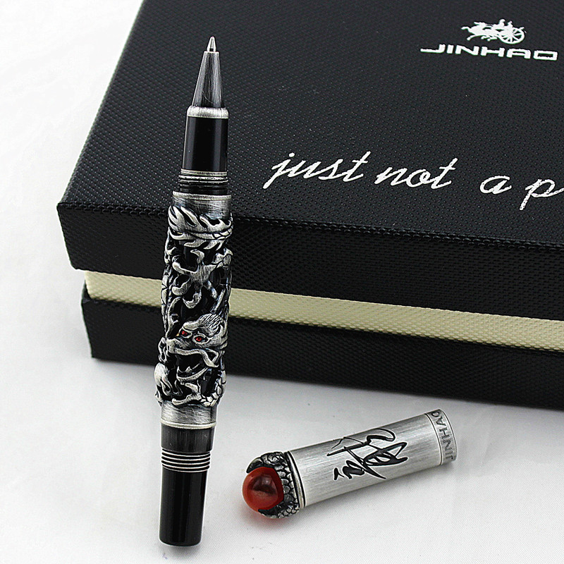 

New Jinhao Dragon King Vintage Rollerball Pen, Unique Metal Embossing Hi-tech, Ancient Gray Color Business Office Home Supplies