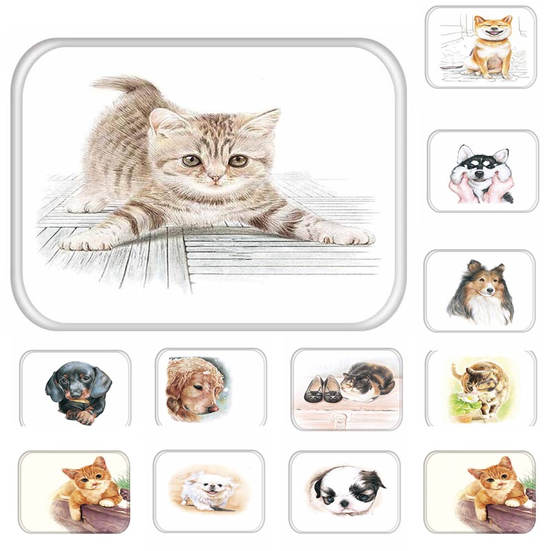 

1pcs 40*60cm Cats Dog Pattern Anti-Slip Suede Carpet Door mats doormat indoor Kitchen Bathroom Living room Floor Mat Rug 48179