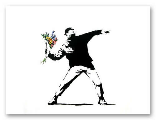

BANKSY FLOWER THROWER chucker Graffiti Art Home Decor Handpainted &HD Print Oil Painting On Canvas Wall Art Canvas Pictures 191117.125