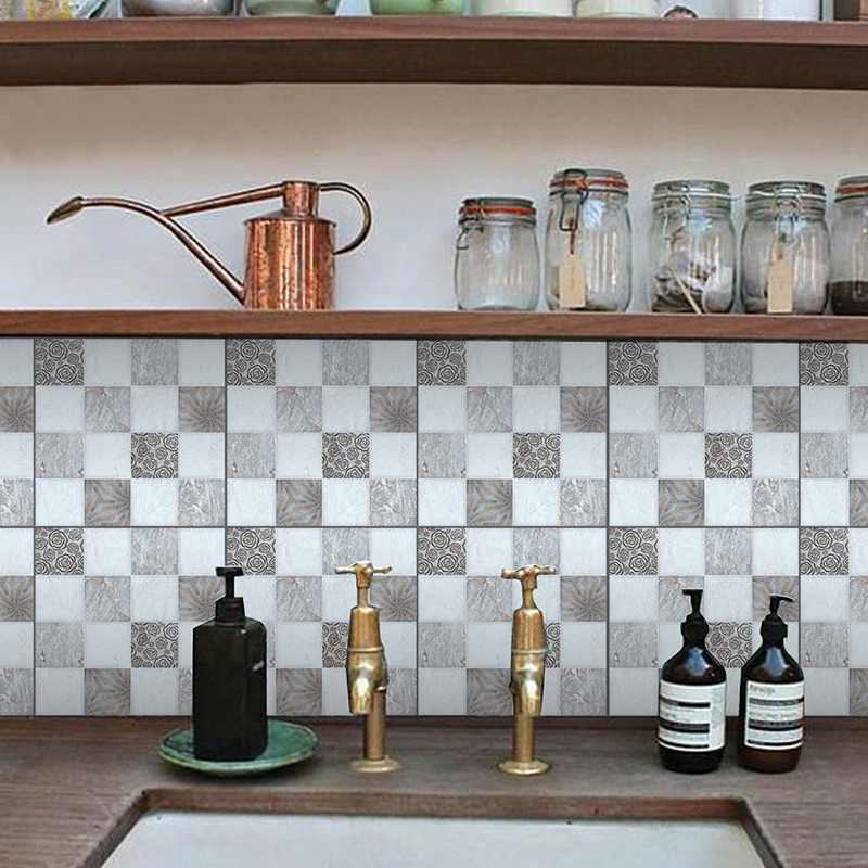 

Creative Mosaic Tile Sticker Self Adhesive Kitchen Backsplash Bathroom Wall Tile Stickers Decor Waterproof Peel&Stick PET Tiles