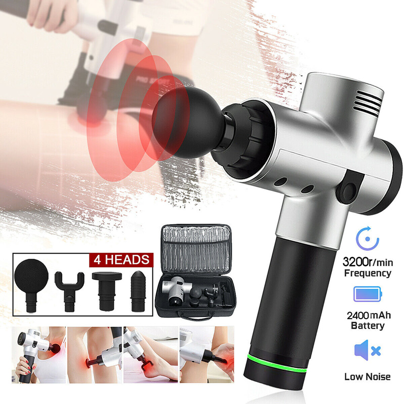 

Morease LCD Display Massage Gun Exercising Muscle Electric Massager Gun Massager Slimming Shaping Pain Relief 4 Heads With Bag