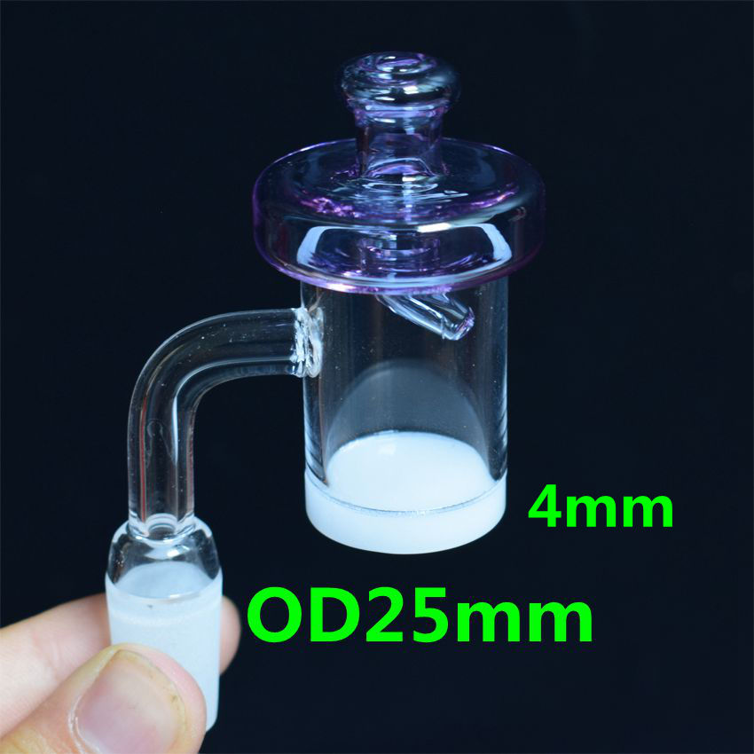 

New 25mm XL Quartz Banger Nail 4mm Thick White Opaque Bottom Flat Top Colored Glass UFO Bubble Carb Cap For Glass Water Pipes