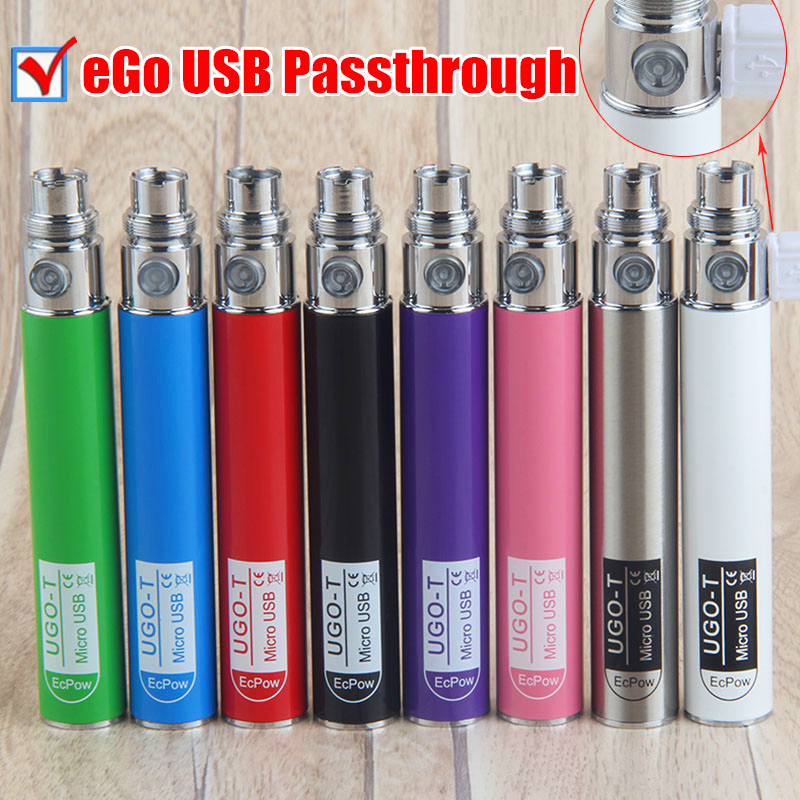 

New Designs Vape Batteries Mods 650 mah UGO T eVod USB Passthrough E Cigarette Battery for eGo C Twist 510 Thread Tanks Atomizer