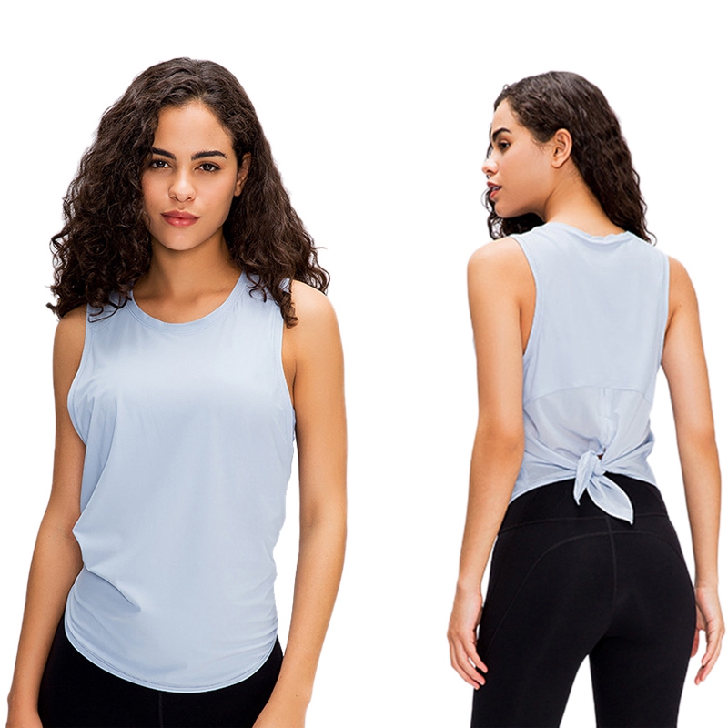 

Solid Color Yoga Vest Female Sports Running Straps Beautiful Back Loose Quick-Drying Breathable Sleeveless Blouse, Gray
