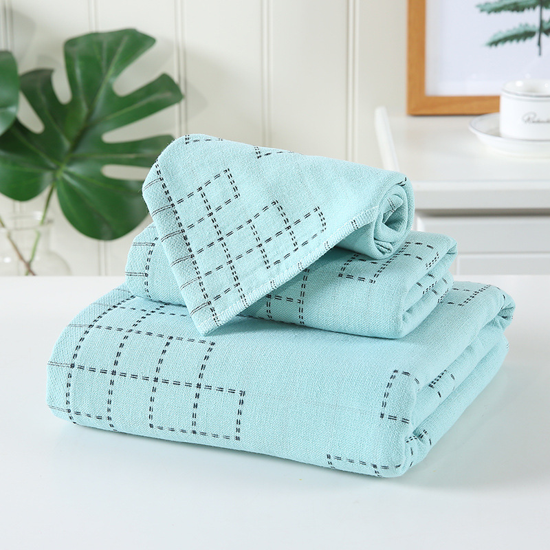 Best Cotton Gauze Gingham Towel Bath Towel Three Piece Thickened
