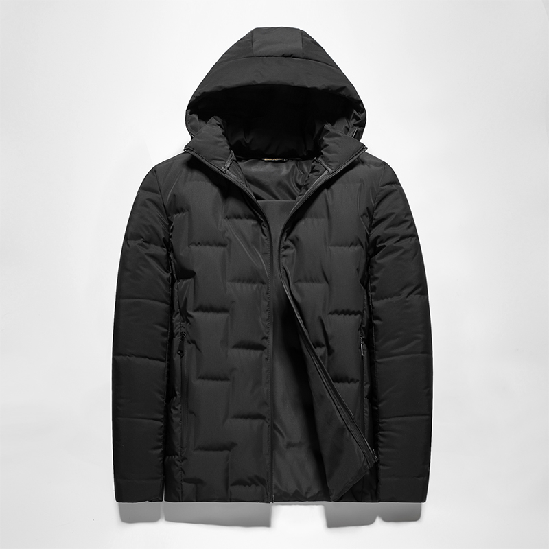 

Long White duck down Standard down coat Men's long winter jacket, Black